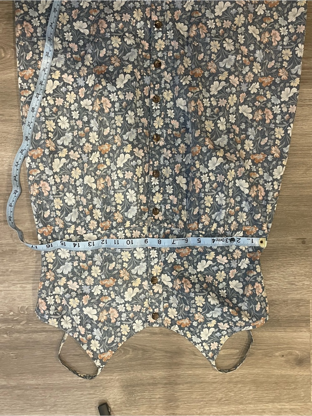 Boho, Natural Reflections Blue Floral Button-Front Cotton Maxi Dress - Picture 6 of 8